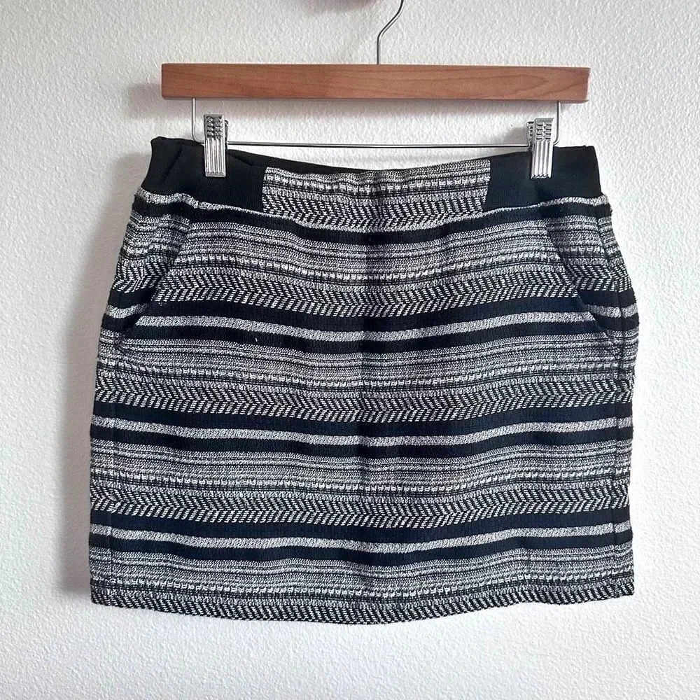 LOU & GREY | Black White Gray Mini Skirt‎ Pockets Pull On | Size Small